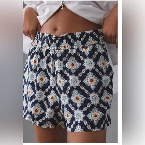 Anthropologie Navy and White Patterned Women Shorts